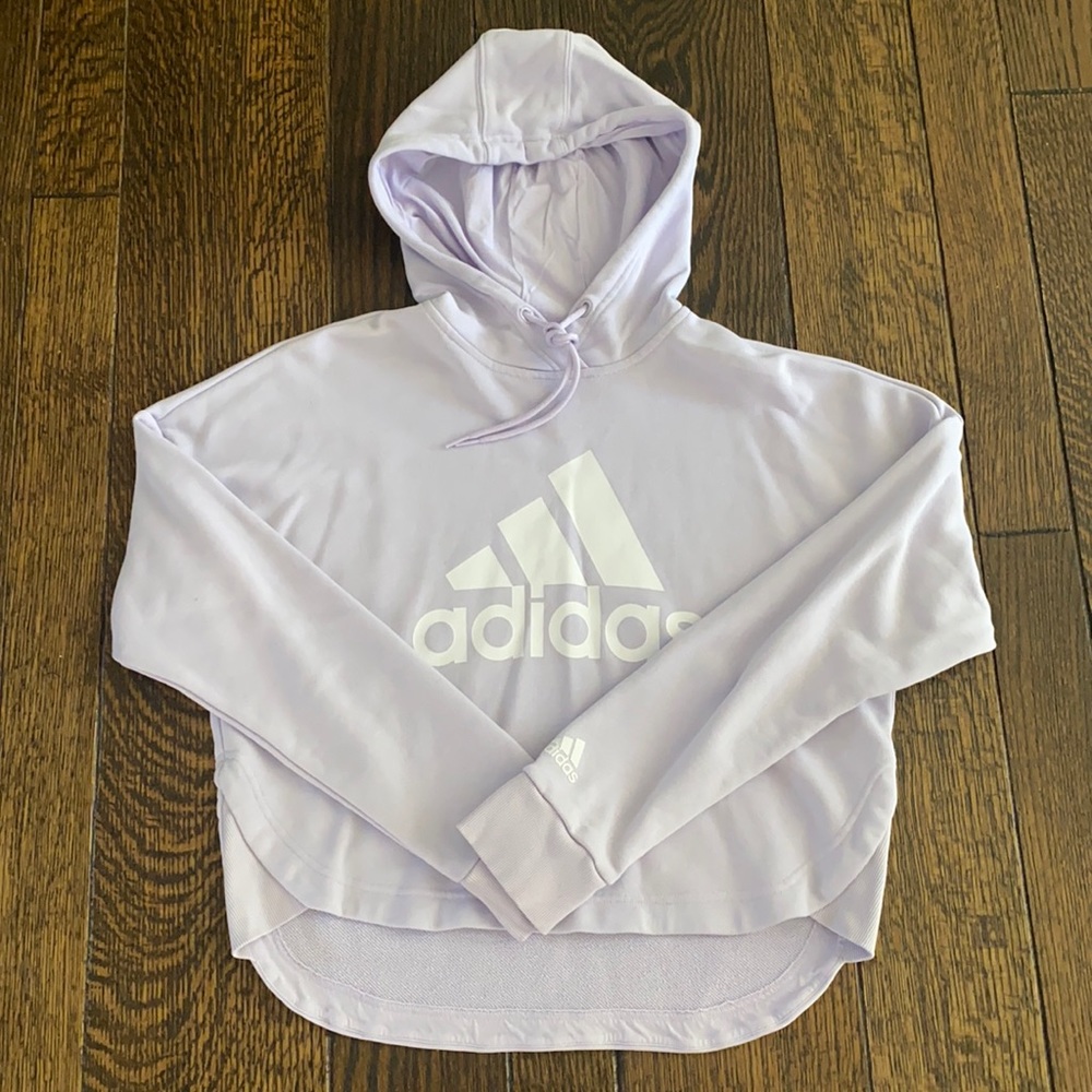 Lavender cropped Adidas hoodie